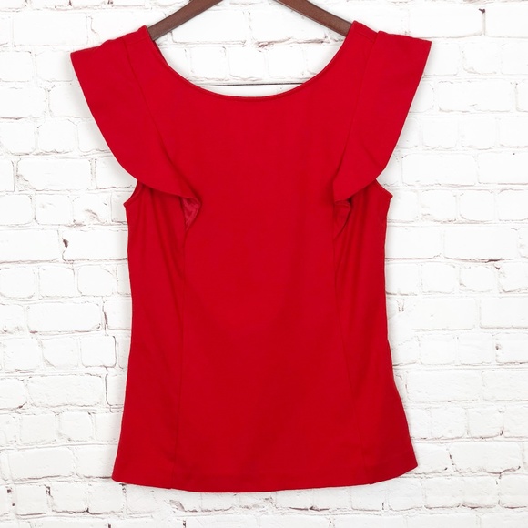Tris Butterfly Sleeve Blouse Red Patterned